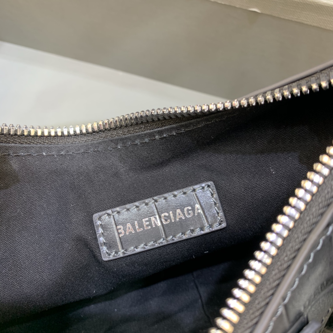 Balenciaga Le Cagole XS Shoulder Bag Crocodile Embossed Black